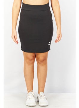 PUMA Women Tight Fit Brand Logo Pull On Mini Skirt, Black  - Image 1