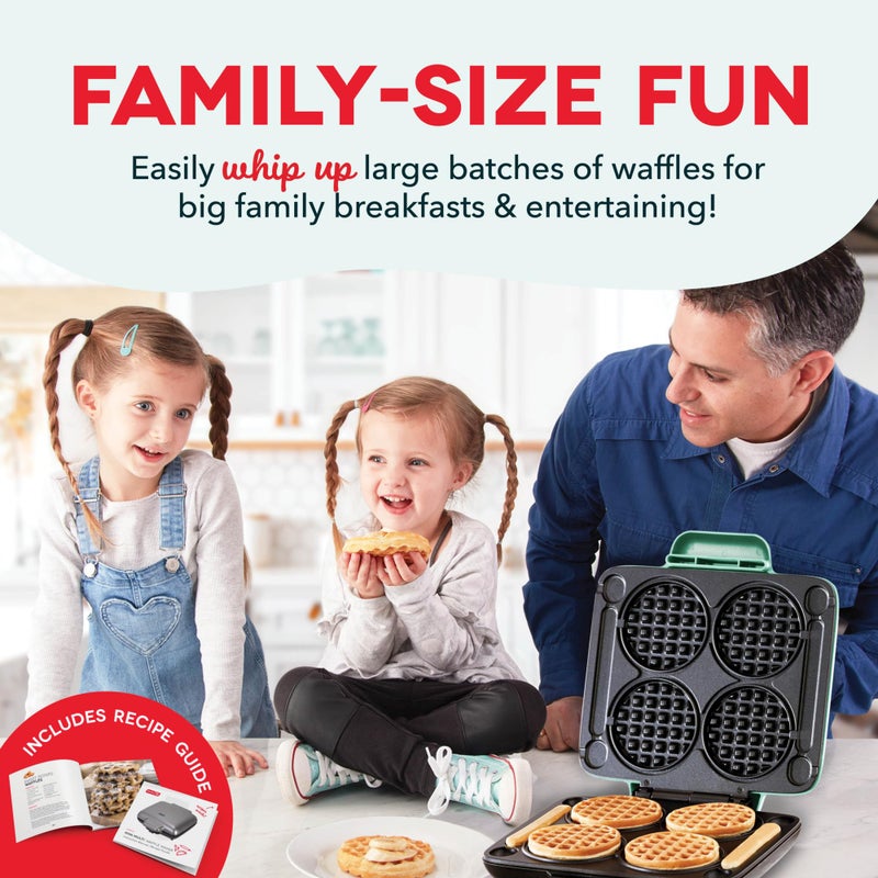 Dash Multi Mini Waffle Maker- Quad Waffle Maker for Family Breakfasts - Dual Nonstick Heating Plates & Easy-Release Surface - Compact & Fast-Heating - Aqua - Image 5