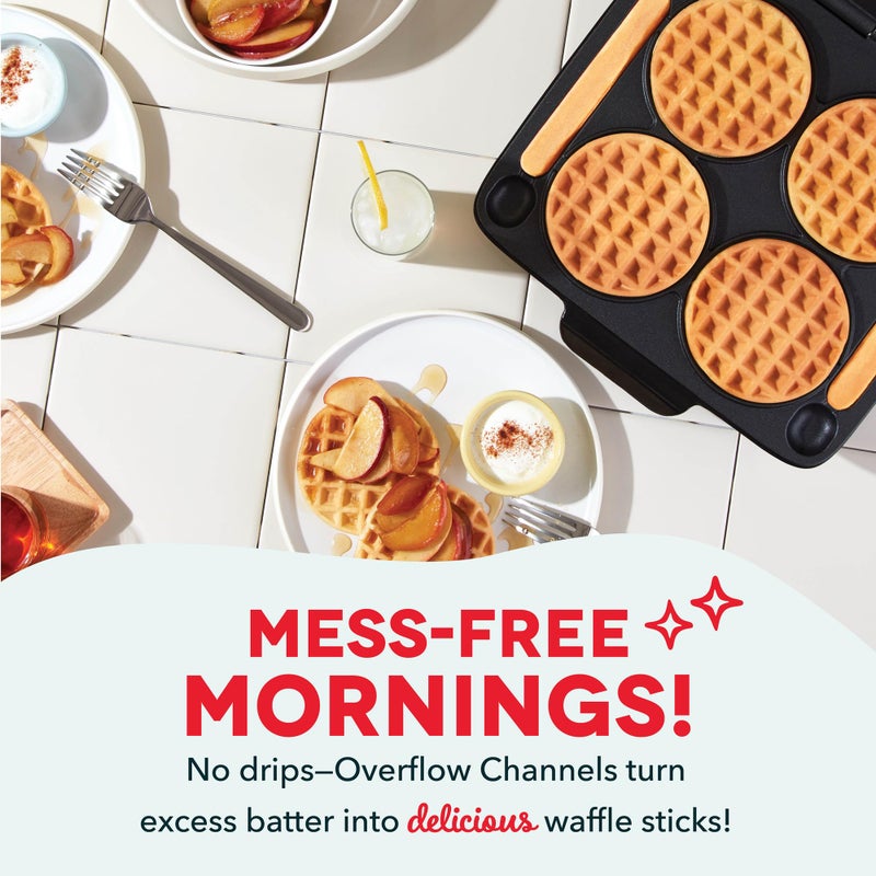 Dash Multi Mini Waffle Maker- Quad Waffle Maker for Family Breakfasts - Dual Nonstick Heating Plates & Easy-Release Surface - Compact & Fast-Heating - Aqua - Image 3
