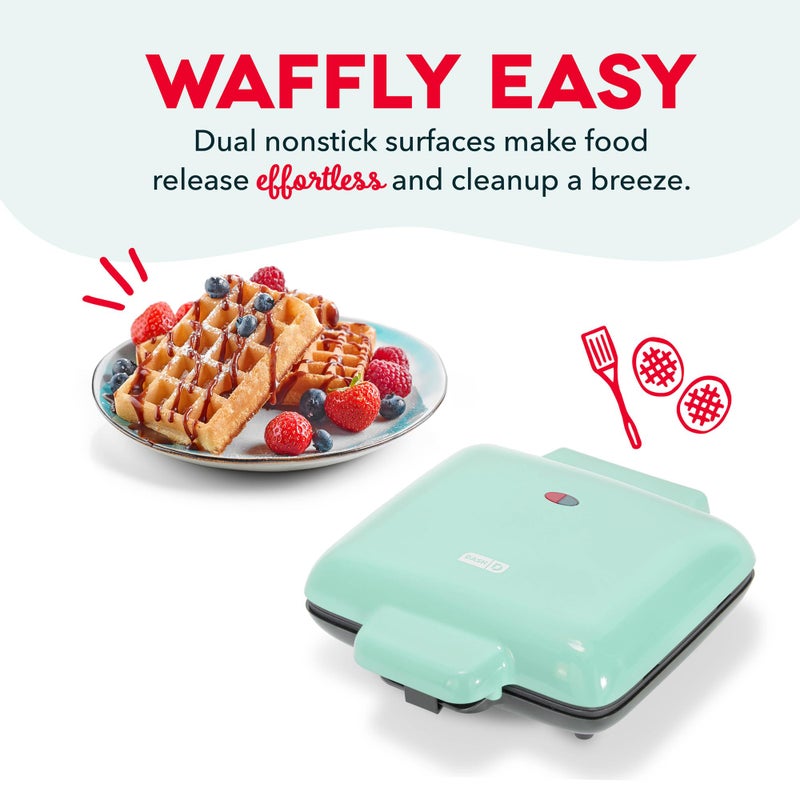 Dash Multi Mini Waffle Maker- Quad Waffle Maker for Family Breakfasts - Dual Nonstick Heating Plates & Easy-Release Surface - Compact & Fast-Heating - Aqua - Image 4