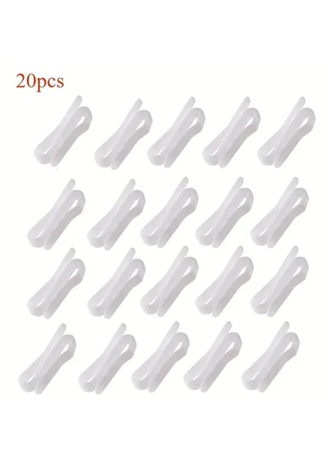 20pcs White Plastic Pinch Pleat Curtain Hooks For Shower Door And Bathroom Decor - Image 1