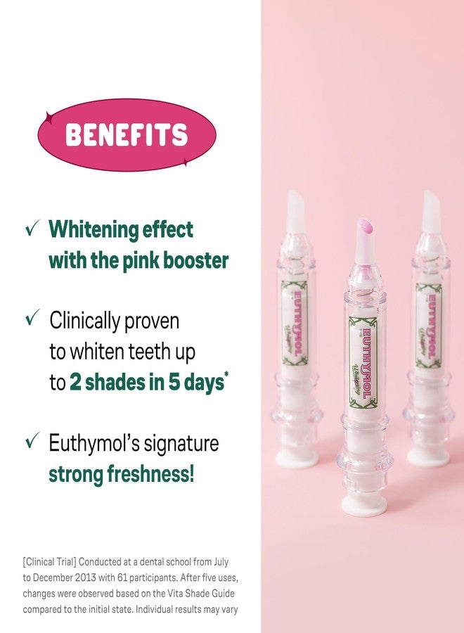 Euthymol مجموعة برنامج تبييض الأسنان من يوتيمول - جل معزز (0.16 أونصة سائلة) وشرائط (5 قطع)، أسنان أكثر بياضًا بشكل ملحوظ في 5 أيام فقط، إزالة بقع القهوة، العناية بالفم - Image 4