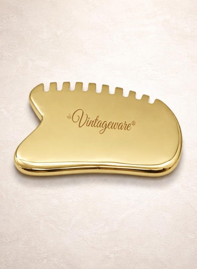 Vintageware® Kansa Teeth Comb Gua Sha for Face, Head Massage | Reduces Puffiness, Promotes Lymphatic Drainage, Tightens & Lifts Skin | Gua Sha For Skin, Neck, Back, Shoulder (Heart Shape-Teeth Comb-I) - Image 4