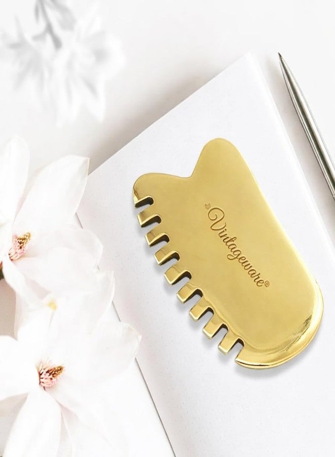Vintageware® Kansa Teeth Comb Gua Sha for Face, Head Massage | Reduces Puffiness, Promotes Lymphatic Drainage, Tightens & Lifts Skin | Gua Sha For Skin, Neck, Back, Shoulder (Heart Shape-Teeth Comb-I) - Image 5