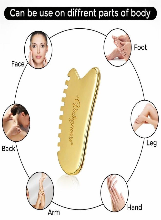 Vintageware® Kansa Teeth Comb Gua Sha for Face, Head Massage | Reduces Puffiness, Promotes Lymphatic Drainage, Tightens & Lifts Skin | Gua Sha For Skin, Neck, Back, Shoulder (Heart Shape-Teeth Comb-I) - Image 3