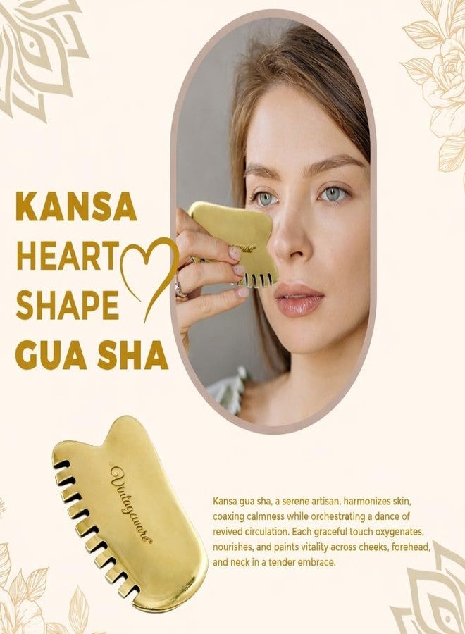 Vintageware® Kansa Teeth Comb Gua Sha for Face, Head Massage | Reduces Puffiness, Promotes Lymphatic Drainage, Tightens & Lifts Skin | Gua Sha For Skin, Neck, Back, Shoulder (Heart Shape-Teeth Comb-I) - Image 2