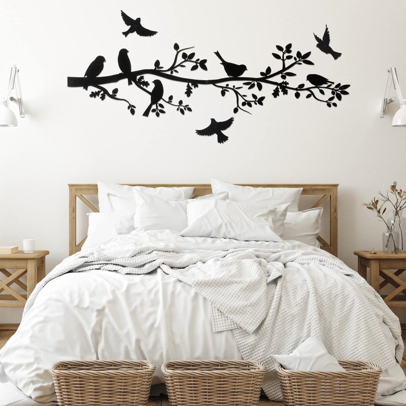Youyole 5 Pcs Metal Wall Art Birds on The Branch Metal Wall Art Decor Hanging Leaves with Birds Ornament Silhouette for Indoor Outdoor Home Office Balcony Garden Decor - Image 1