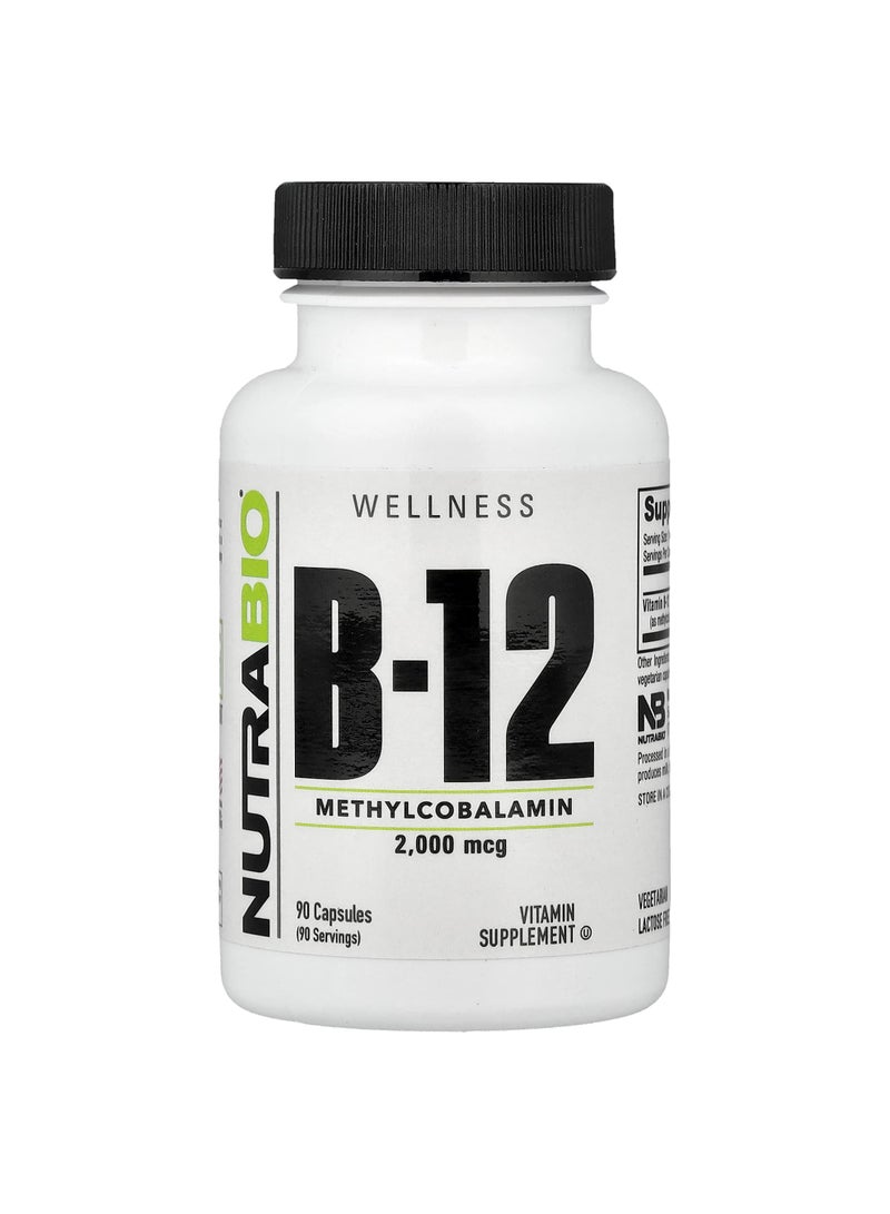 NutraBio Vitamin B-12, 2,000 mcg, 90 Capsules