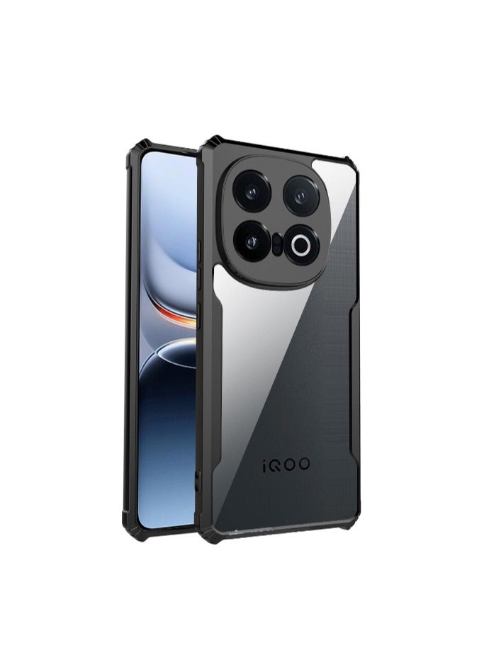 for iQOO 13 5G Case, Ultra Thin Lightweight, Soft TPU Bumper, Acrylic Clear Back Cover iQOO 13 5G, Black - Image 1