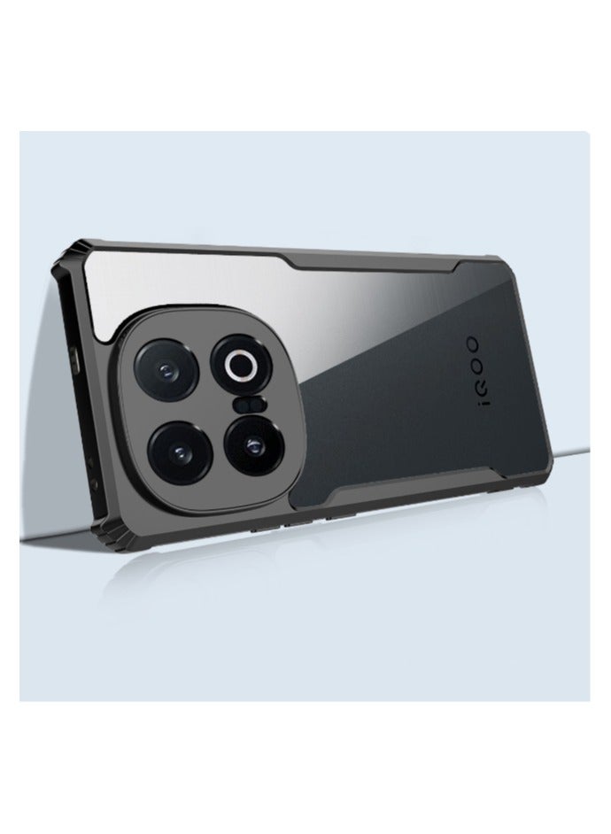 for iQOO 13 5G Case, Ultra Thin Lightweight, Soft TPU Bumper, Acrylic Clear Back Cover iQOO 13 5G, Black - Image 2