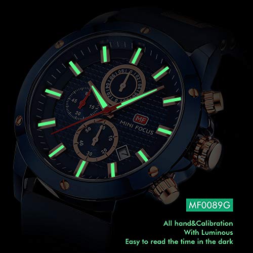 MF MINI FOCUS MINI Focus Mens Watch Casual Sports Watches (Chronograph/Waterproof/Luminous/Calendar) Silicon Band Fashion Watches for Men (Blue) - Image 4