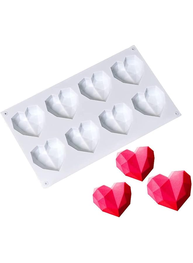 S-TOP 8 Grids Silicone Mousse Cake Mold Diamond Heart Shape Silicone Mold Dessert Jelly Pudding Diy Cake Mould Pastry Cake Tool - Image 1