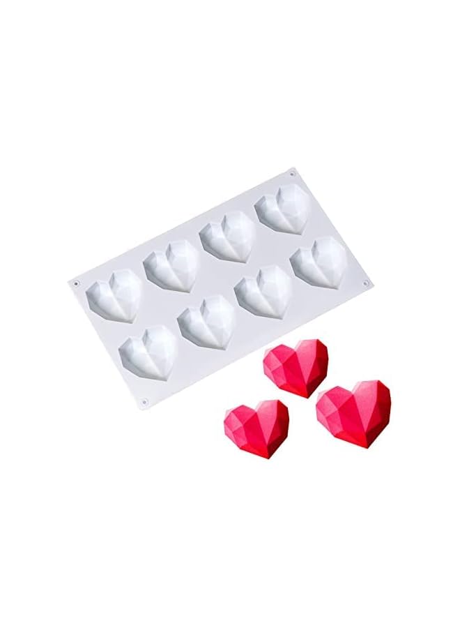 S-TOP 8 Grids Silicone Mousse Cake Mold Diamond Heart Shape Silicone Mold Dessert Jelly Pudding Diy Cake Mould Pastry Cake Tool - Image 4