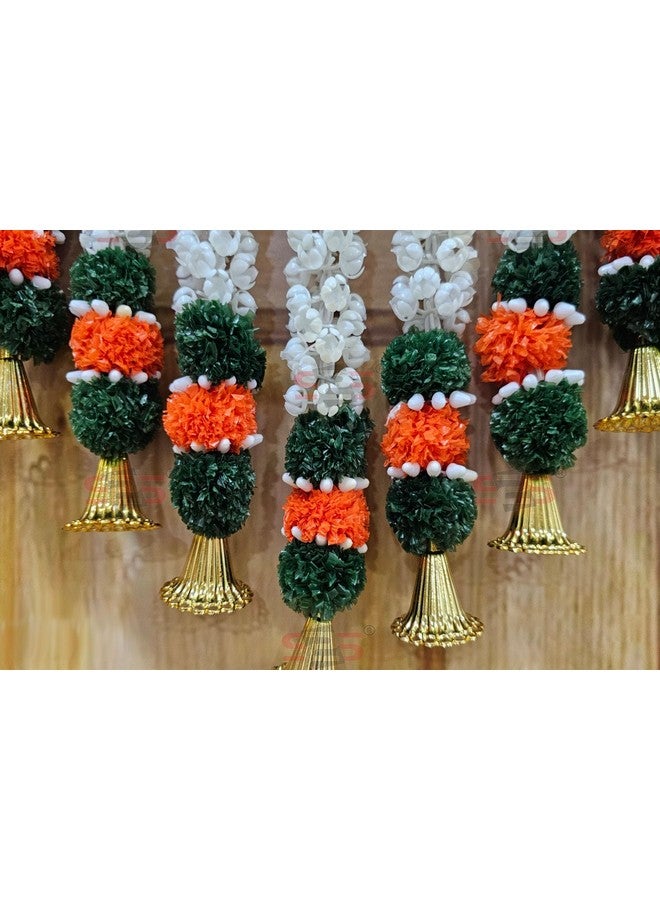 إس 2 إس زهور موغرا الصناعية I باب ثقيل معلق مع جرس توران I Bandhanwar لجميع زينة المهرجانات (زهرة خضراء) (الطول 40 بوصة) - Image 5
