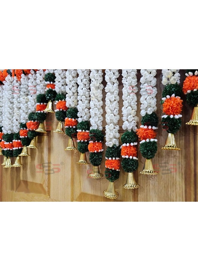 إس 2 إس زهور موغرا الصناعية I باب ثقيل معلق مع جرس توران I Bandhanwar لجميع زينة المهرجانات (زهرة خضراء) (الطول 40 بوصة) - Image 2