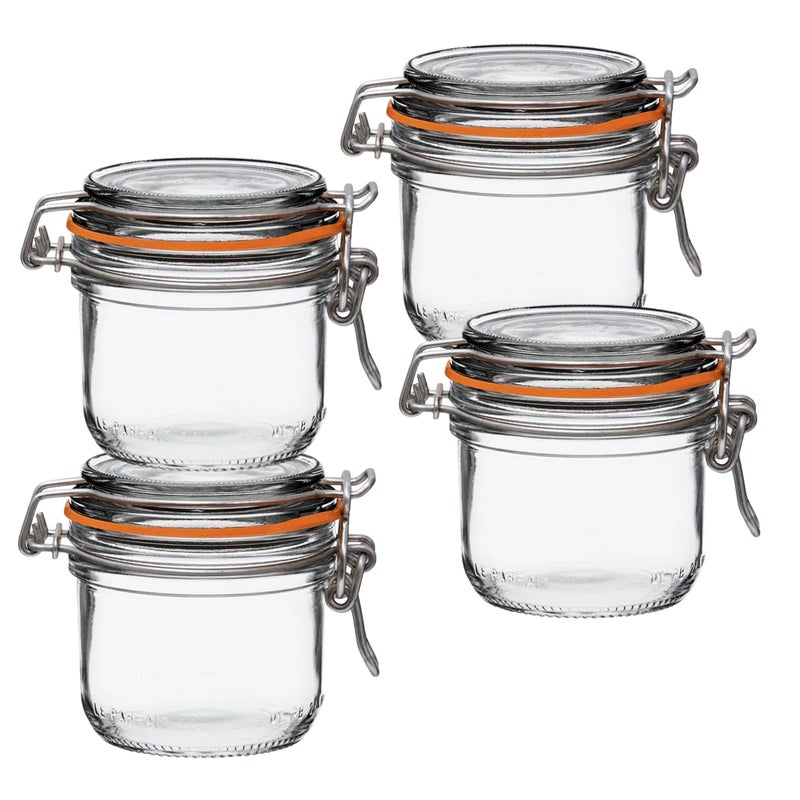 Le Parfait Super Terrine Jar  7ozHalf Pint Pack of 4 200ml French Glass Jar Airtight Rubber Seal  Glass Lid  Glass Jars for Kitchen Organization and Storage Containers for Essentials