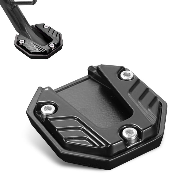 CyperFair Motorcycle Kickstand Pad Alloy Nonslip Side Support Extension Plate Antisink Parking Stand Foot Mount with Enlarged Bottom Universal Modification Accessory for Motorcycles Black - Image 3