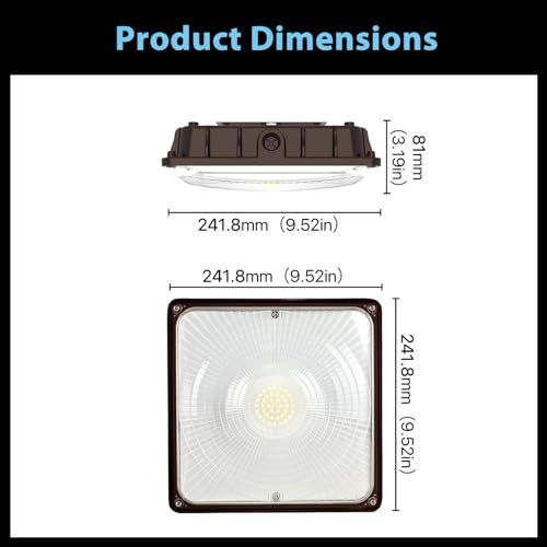 HYPERLITE LED Canopy Light 45W: 6300LM 5000K Daylight - 120-277V LED Canopy Lights Outdoor IP65 Waterproof for Workshop Carport Entrance - 1 Pack - Image 3