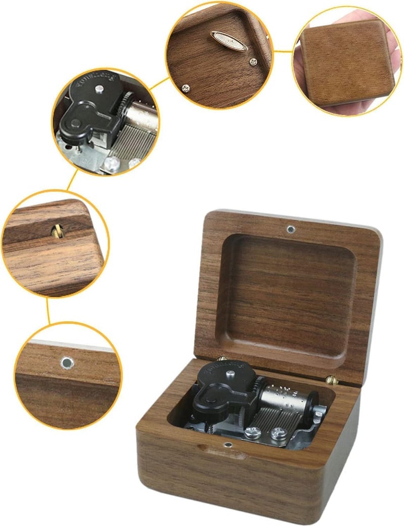 Sinzyo Music Box Vintage Wood Carved Mechanism Musical Boxs Gift for Birthday Valentine's Day Christmas Day(A Thousand Years-Walnut Wood Box) - Image 3