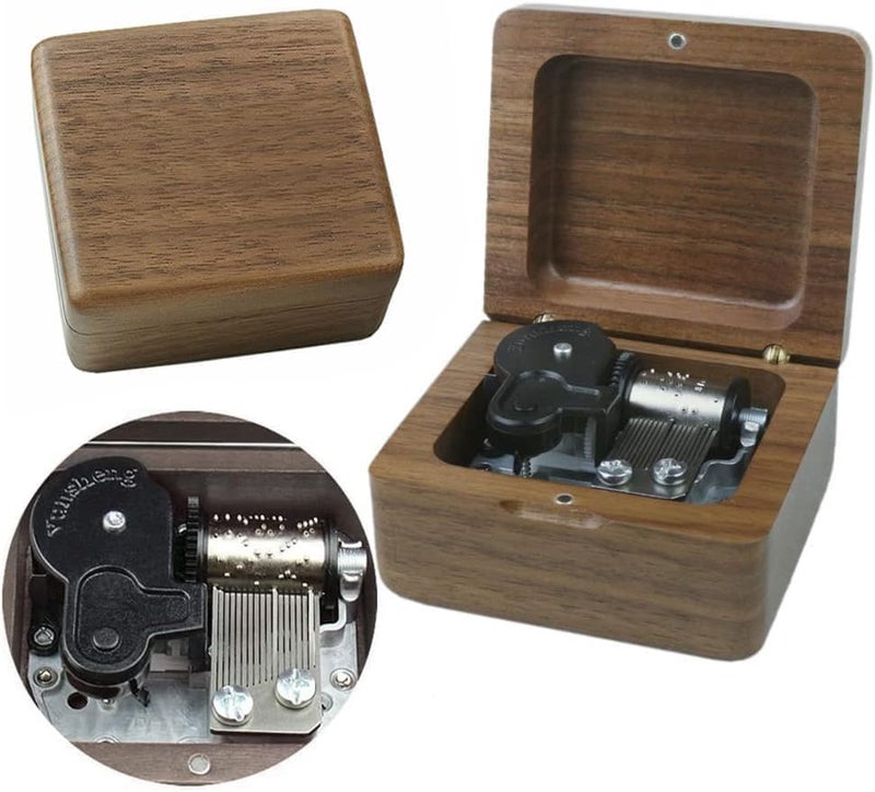 Sinzyo Music Box Vintage Wood Carved Mechanism Musical Boxs Gift for Birthday Valentine's Day Christmas Day(A Thousand Years-Walnut Wood Box) - Image 1