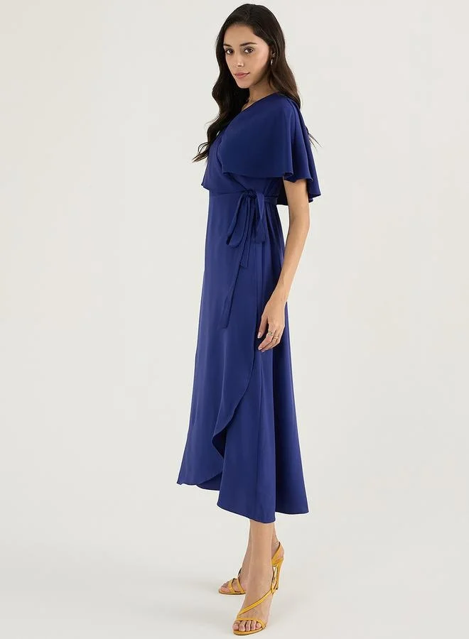 Femmella V Neck wrap Maxi Dress with Tie-Up Belt by Styli