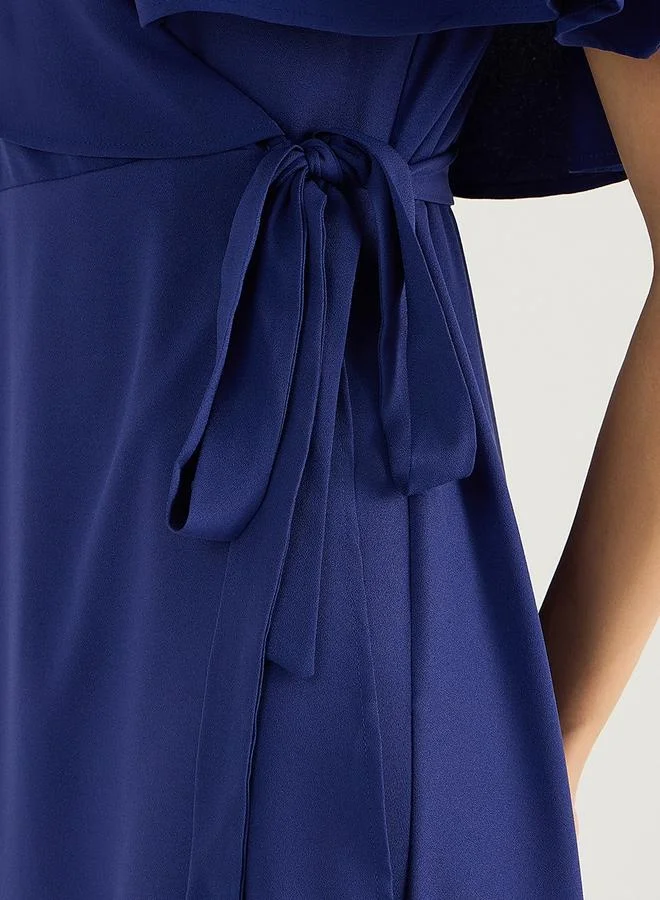 Femmella V Neck wrap Maxi Dress with Tie-Up Belt by Styli