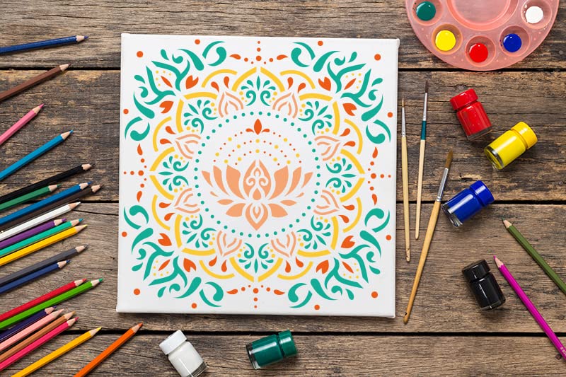 Felixcraft Mandala Stencils for Painting on Wood Wall Floor Furniture Tile Fabric, Rock Painting Stencils for Crafts Reusable, Rangoli Drawing Templates (6 Inch) - Image 3