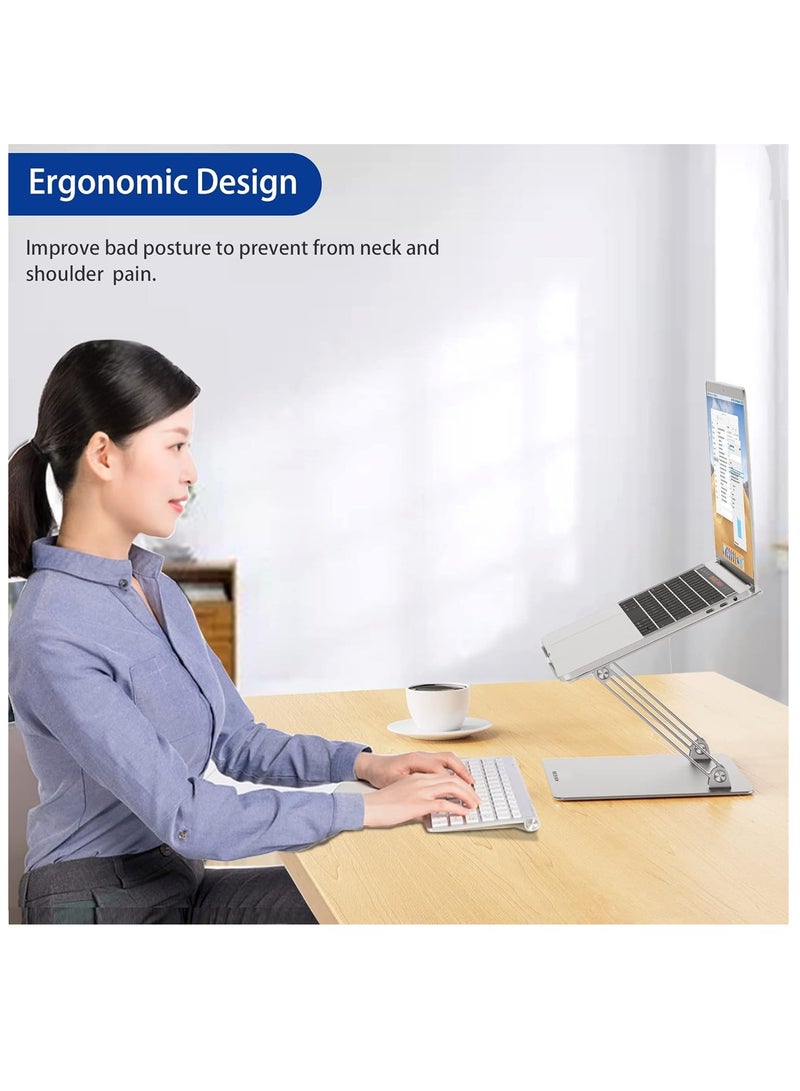 Aluminum Laptop Stand Comfortable Adjustable Notebook Computer Riser Compatible with MacBook Air Pro Dell Watch Lenovo and All 11-17 Inch Aluminum  - Image 3