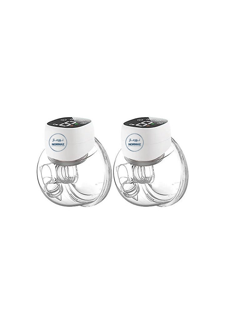 نورماز مضخة حليب كهربائية 2 قابلة للارتداء بدون استخدام اليدين – محمولة، هادئة، خفيفة الوزن، مقاومة للتسرب – 3 أوضاع و9 مستويات شفط – قابلة لإعادة الشحن عبر USB – - Image 1