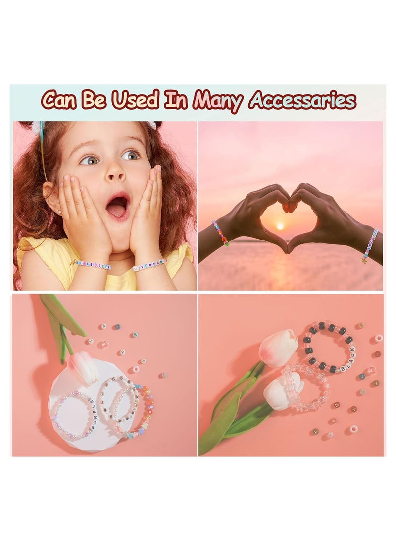 Excefore 1400pcs Alphabet Letter Bracelet Beads Kit With 1200pcs Color Number Heart Smile Acrylic Beads for Jewelry Making - Image 3