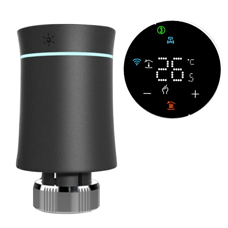 Smart Radiator Thermostat: Black, ±0.5℃ Precise Control, Multiple Modes - App Voice Control, Zigbee Compatible for Home Automation, Commercial Use - Image 1