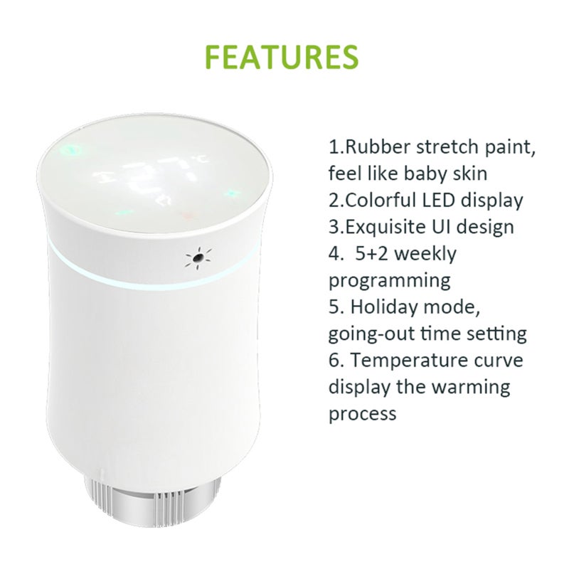 Smart Radiator Thermostat: Black, ±0.5℃ Precise Control, Multiple Modes - App Voice Control, Zigbee Compatible for Home Automation, Commercial Use - Image 3