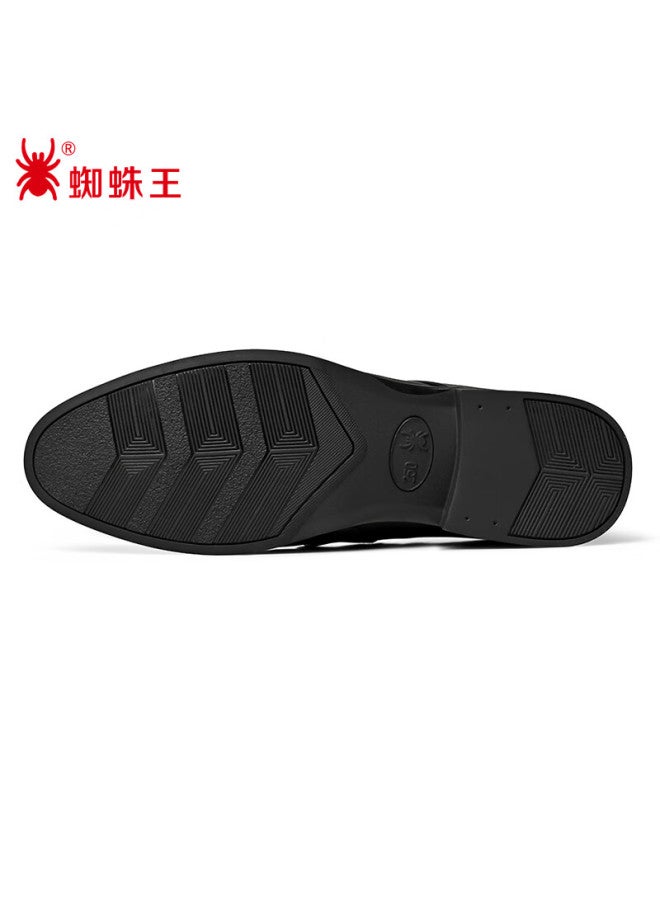 Spider King Men's Shoes Spring And Autumn Slip-on Business Leather Shoes Soft Comfortable Formal Work Shoes Black Size 43