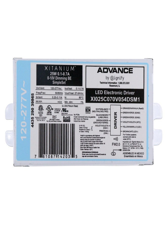 Advance XI025C070V054DSM1 Xitanium 0-10V Dimming LED Driver, 25W, 54Vdc, 120/277V - Image 1