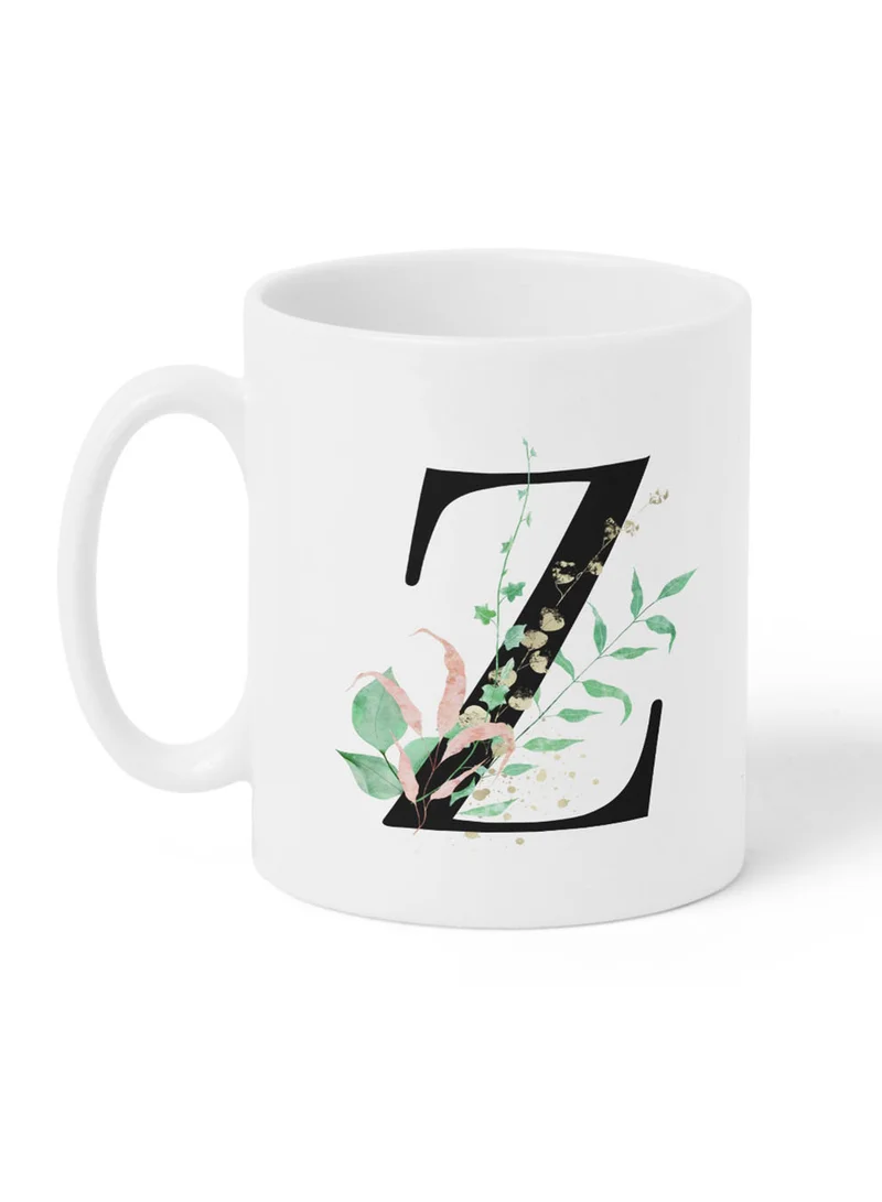 LOWHA 11 oz Ceramic Mug with Letter Z Design on Both Sides