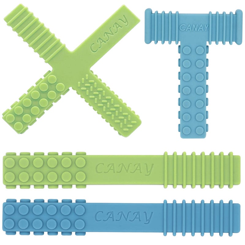 Xtra Tough Sensory Chew Toys for Autistic Children Chew Sticks Alt to Chew Necklaces for Sensory Kids Teething Oral Motor Stimulation ADHD SPD for Moderate Aggressive Chewers 4 Pack