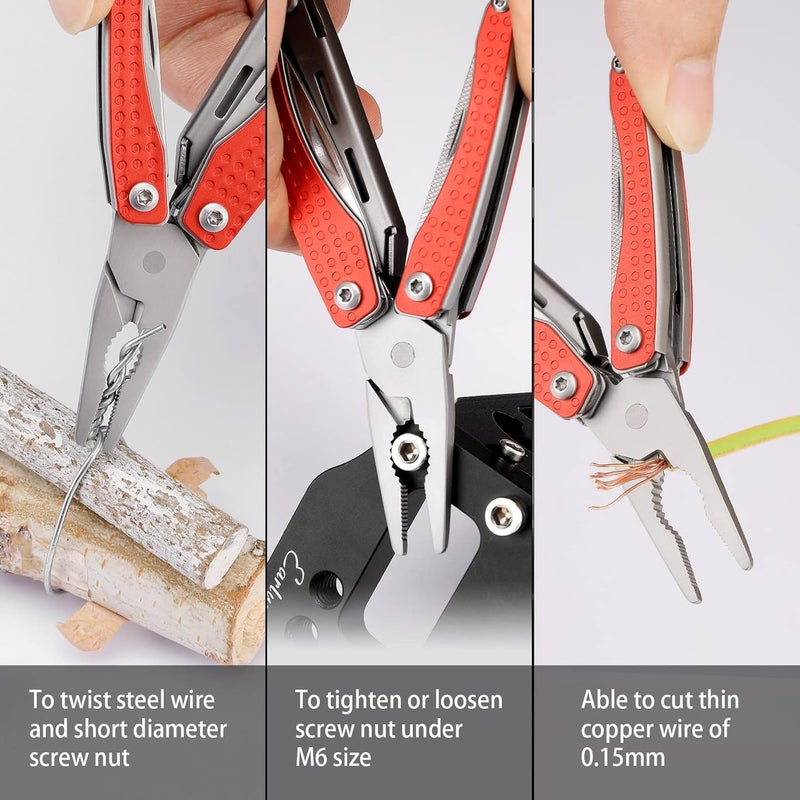 Nextool EDC Keychain Multitool, 10 in 1 Mini Pocket Knife Multi Tool with Needlenose Pliers, Scissors, Mini Useful Cool Gadgets for Men, Father's Day Gifts from Daughter-Red - Image 5