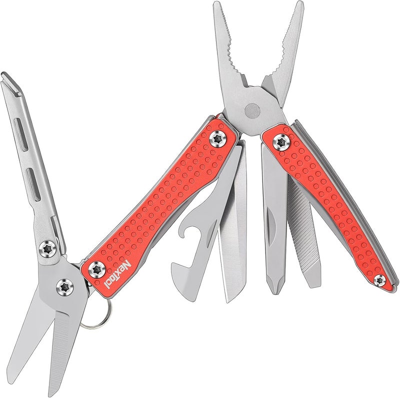 Nextool EDC Keychain Multitool, 10 in 1 Mini Pocket Knife Multi Tool with Needlenose Pliers, Scissors, Mini Useful Cool Gadgets for Men, Father's Day Gifts from Daughter-Red - Image 1