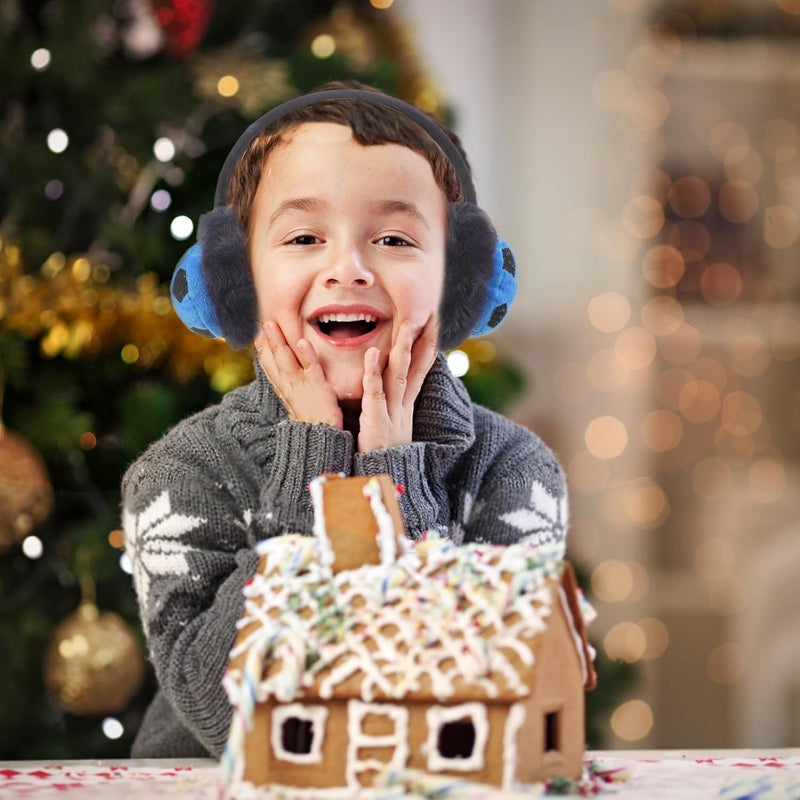 Plush Football Earmuffs Blue Winter Warm Ear Cover Thickened Outdoor Protective Ear Muffs for Boys - Image 5