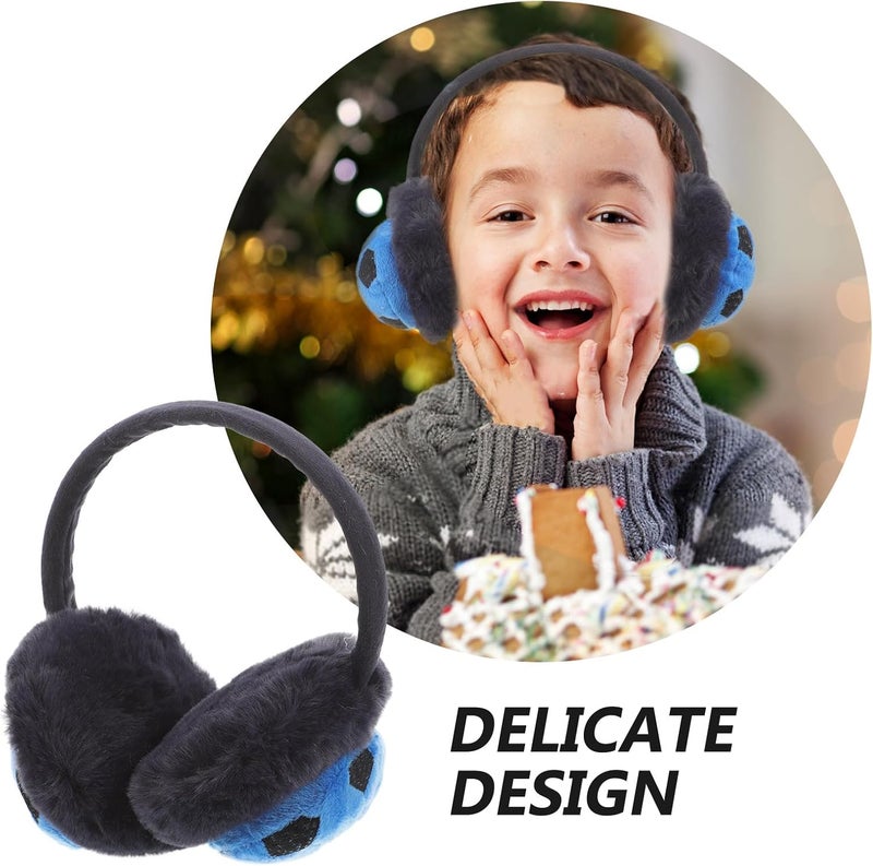 Plush Football Earmuffs Blue Winter Warm Ear Cover Thickened Outdoor Protective Ear Muffs for Boys - Image 3