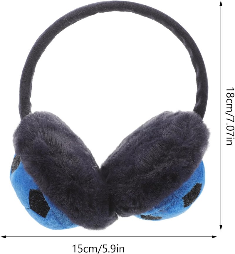 Plush Football Earmuffs Blue Winter Warm Ear Cover Thickened Outdoor Protective Ear Muffs for Boys - Image 2