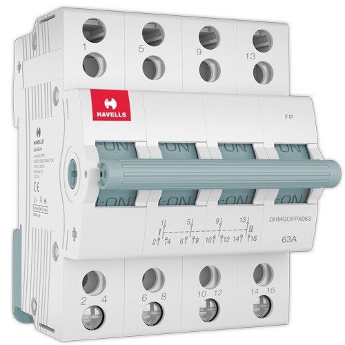 Havells Higher Rating MCB Changeover FP PVC Plastic Base Model (White) - Image 4