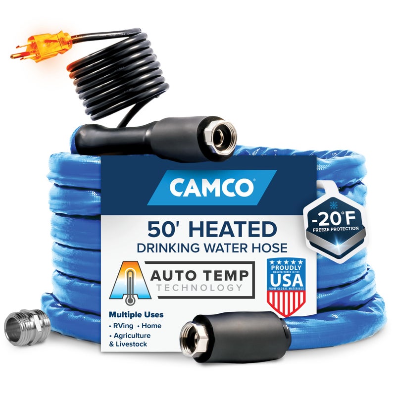 Camco 50foot Heated Water Hose for RV Prevents Freezing Down to 20 Certified For Drinking Water LeadFree Great for Campers Livestock Agriculture Kennels etc 58 ID 22912 - Image 3