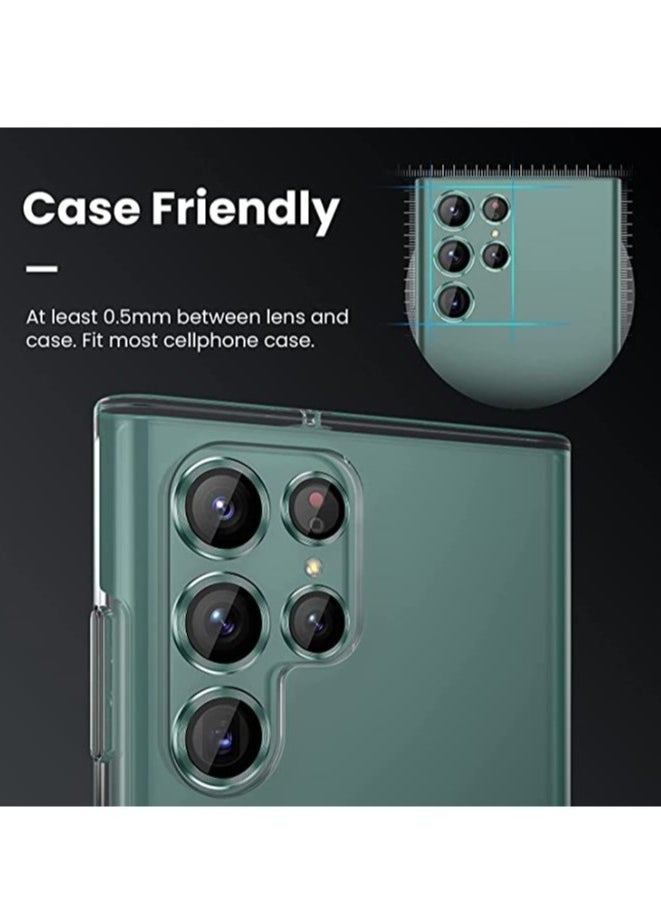 vesus Samsung Galaxy S23 Ultra Camera Lens Protector, 9H Tempered Glass Camera Cover Screen Protector Metal Individual Ring for S23 Ultra 5G 2023 [Installation Tray] (Green) - Image 2