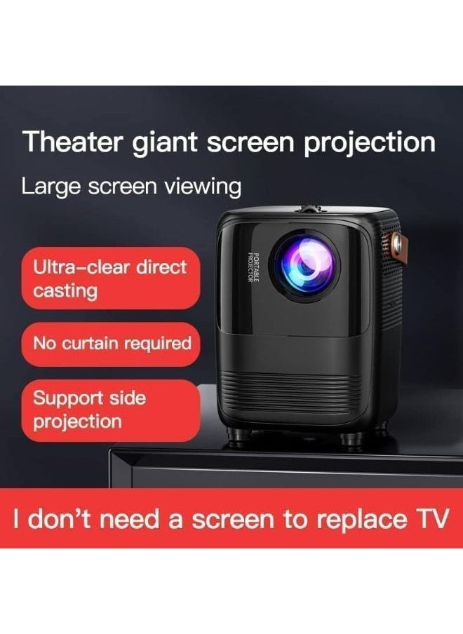 Umiio A008 Intelligent Screen Projector 5G WiFi & Bluetooth, 1080P HD Home Entertainment Hub, Compact Design, Wireless Streaming, Smart Projection, Higher Resolution Brightness,  For Move Music TV Game Casting Black