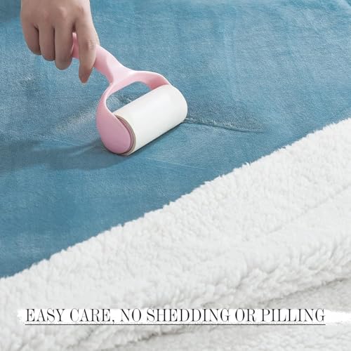 VAS COLLECTIONS Flannel Sherpa Baby Blanket | 2-Layer Soft & Fluffy AC Blanket | 250 GSM, 800 g Lightweight All-Season Wrapping Sheet for Newborns (Baby Aqua, 130 × 105 cm, 3–24 Months) - Image 2