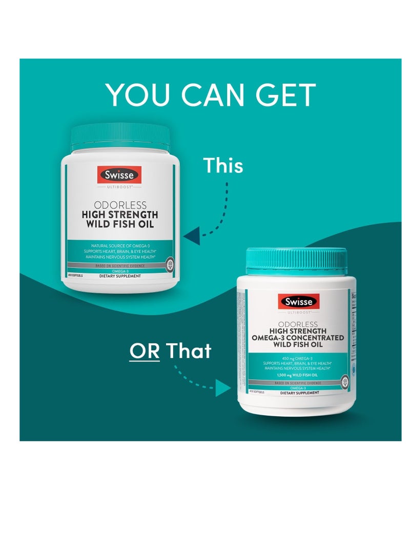 Swisse Wild Fish Oil Omega 3 | EPA DHA Fish Oil Supplements | Odorless - Helps Support Brain, Eye and Heart Health | High Strength 1500 mg Omega 3 Supplement | 400 Softgel Pills - Image 2