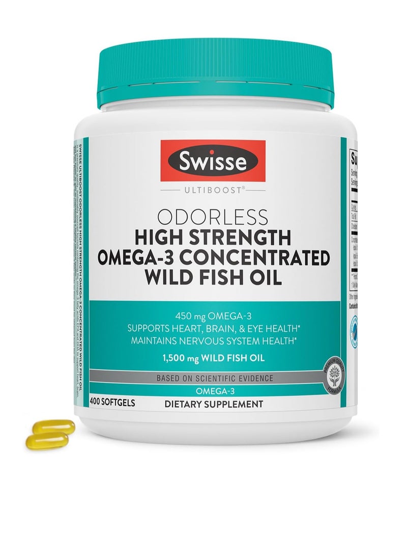 Swisse Wild Fish Oil Omega 3 | EPA DHA Fish Oil Supplements | Odorless - Helps Support Brain, Eye and Heart Health | High Strength 1500 mg Omega 3 Supplement | 400 Softgel Pills - Image 1