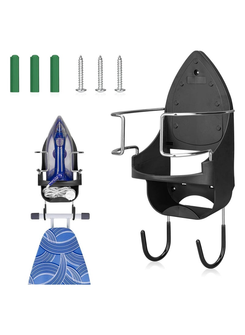 Excefore Ironing Board Hanger Wall Mount, Ironing Board Holder Organizer Wall Rack, Ironing Board Organizer, Heat Resistant Iron Holder Removable Hooks for Laundry Rooms Storage Rack Hanging Shelf Hanger - Image 1