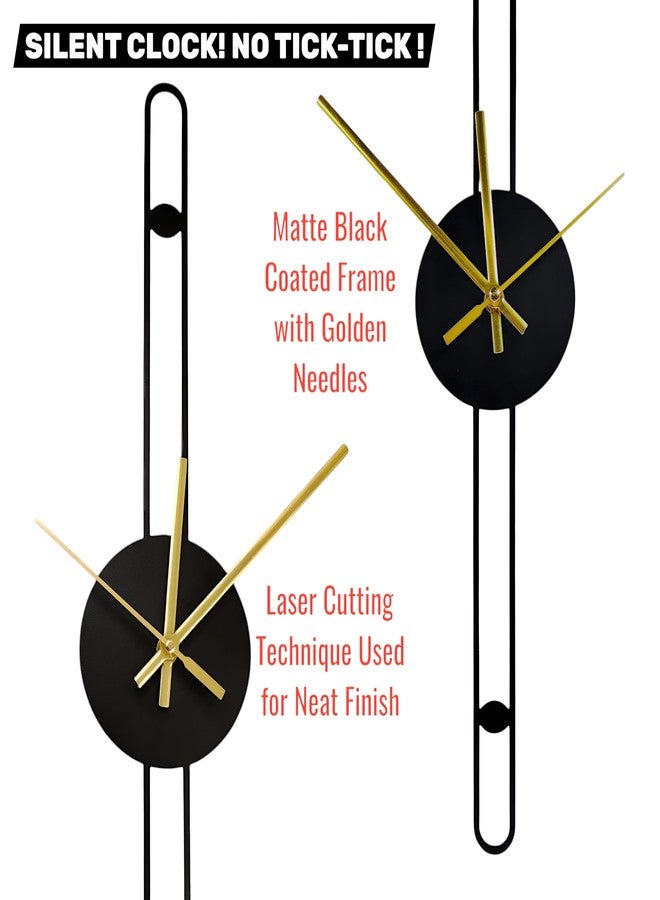 POSHIO® POSHIO Clock for Home Stylish Latest | Minimalist Metal Clock- Big diwal ghadi | Stylish Analog Big Size Wall Watch | Decor Gift Item (Style 1, 19 x 3.9 inches) - Image 2